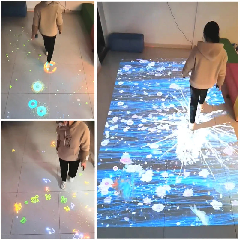 Immersive Games 3D Interactive Floor Projection System Software 28 Different High Resolution Effects Waterproof For Kids Play