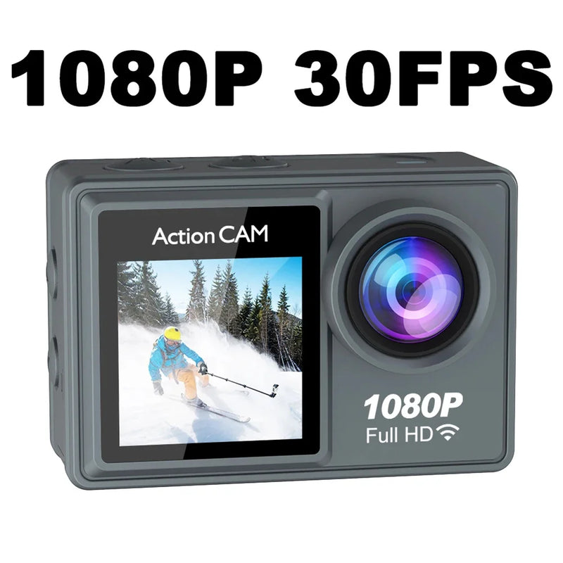 1080P Action Camera 30FPS 2" IPS Screen 170° Wide Angle WiFi Sports Video Camera Underwater 30M Waterproof For Vlog