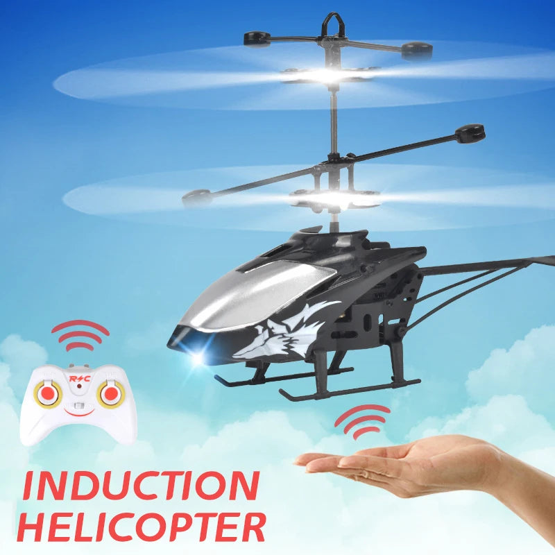 Rechargeable RC Helicopters Drone Toys Induction Hovering Safe Fall-resistant Mini Helicopters Toys Gifts No Remote Control