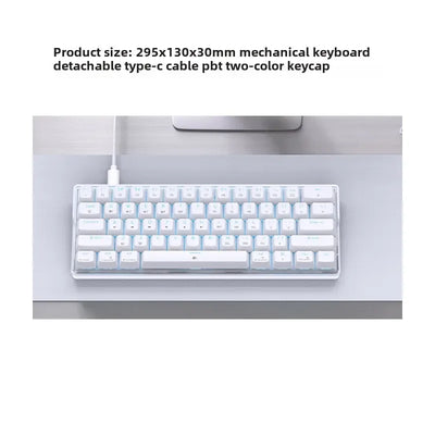 Mechanical keyboard backlit white gaming wired ergonomic 61 keys keyboards  60% gaming key board wired with backlight blue pc