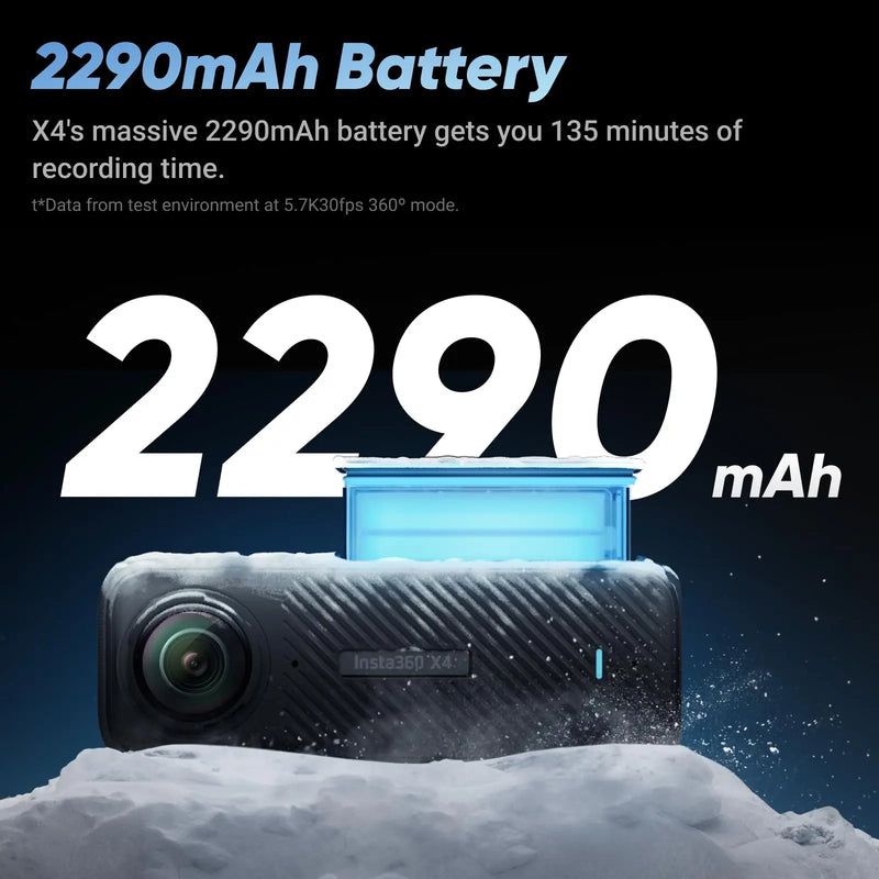 8K 360° action camera, 4K wide-angle video, 135 minutes battery life, AI editing, suitable for sports, travel Insta360 X4