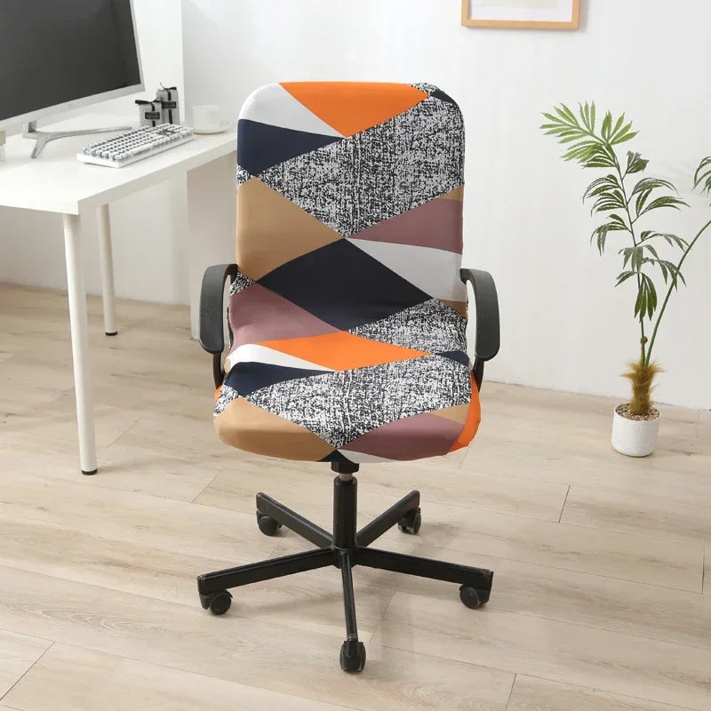 LANMOLIFE Printed Office Chair Covers Stretch Spandex Gaming Armchairs Decorated With Elastic Swivel Seat Protective Covers