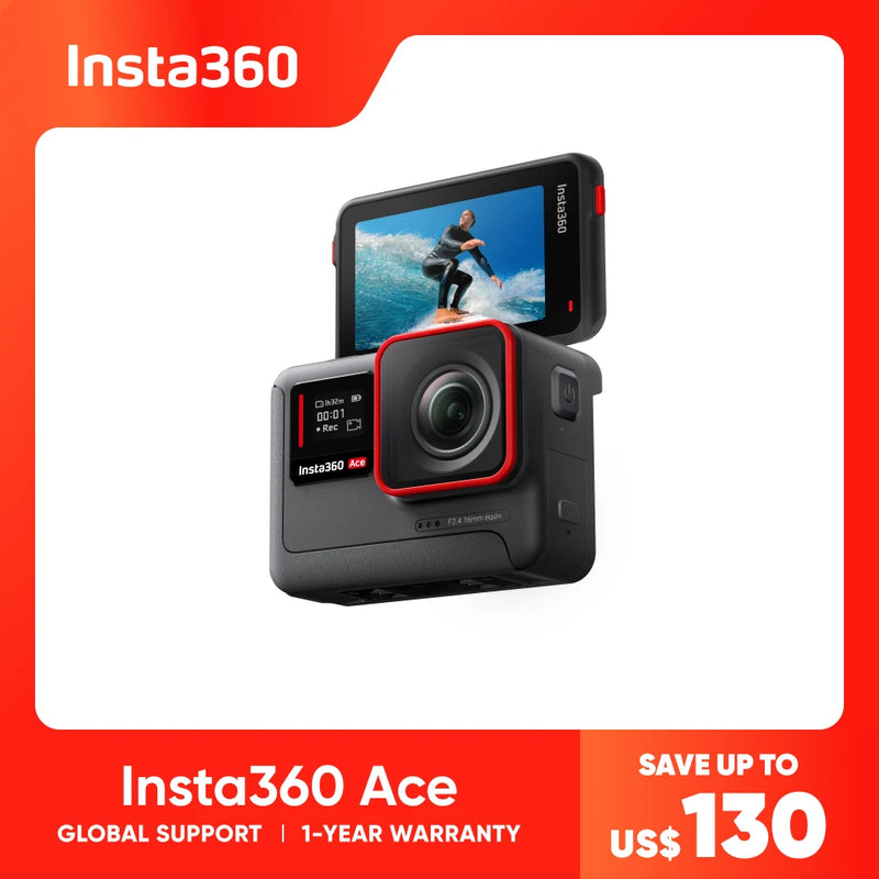 Insta360 Ace - 4K120fps Waterproof Action Camera, Active HDR Video, 48MP Photos, 2.4" Flipscreen, Magnetic Design, AI Assitant