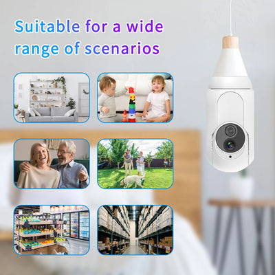 Tuya Mini IP Camera WiFi Light Surveillance Video Recorder Night Vision Wireless Security PTZ E27 Interface Smart Life Monitor