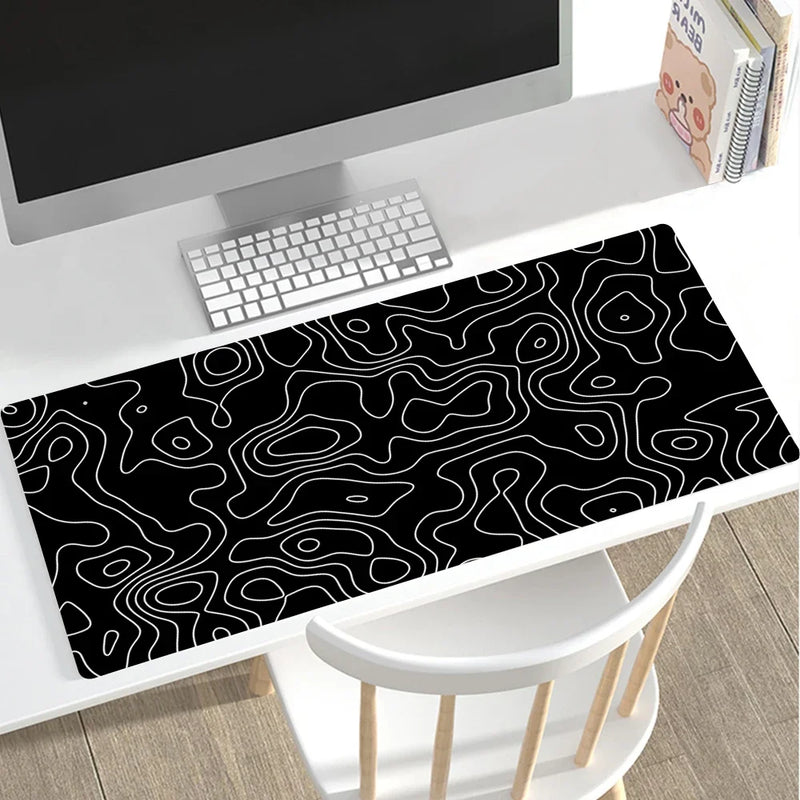 Large Black and White Gaming Mouse Pad Gamer Big Mouse Mat Computer Gaming Locking Edge MousePad 90x40cm Keyboard Desk Mice Pad