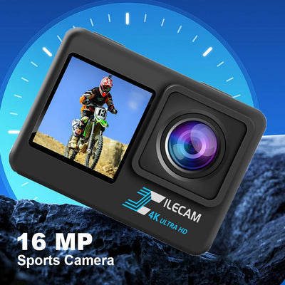 4K UHD Outdoor Sport Cam 1080P 30FPS 2.0 Inch IPS Screen Bicycle Video Recording Camera Anti-Shake 120 Wide Angle 30M Waterproof