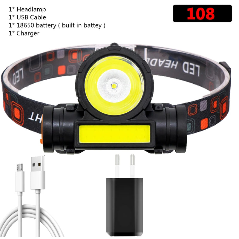 XP-G Q5 Zoomable Headlamp Head Lamp Headlight Waterproof 2500lm Led Built in Usb Rechargeable 18650 Battery Working Light