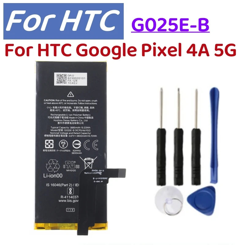 G025E-B for Pixel 4A 5G Phone Replacement Battery For HTC Google Pixel 4A 5G Batteries+free tools