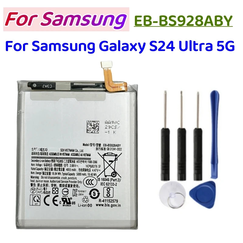 Battery EB-BS928ABY 5000mAh For Samsung Galaxy S24 Ultra 5G S928 EB-BS928ABY Mobile Phone Battery +Tools