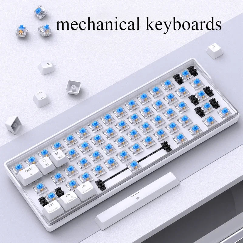 Mechanical keyboard backlit white gaming wired ergonomic 61 keys keyboards  60% gaming key board wired with backlight blue pc