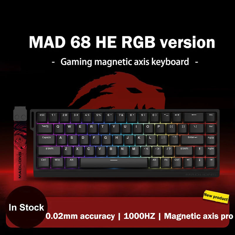 FGG Original MADLIONS Mad 60/68 HE E-sport Magnetic Switch Keyboard 0.02 RT 8K HZ Wired RGB Hot Swap 0.125ms Latency Customized