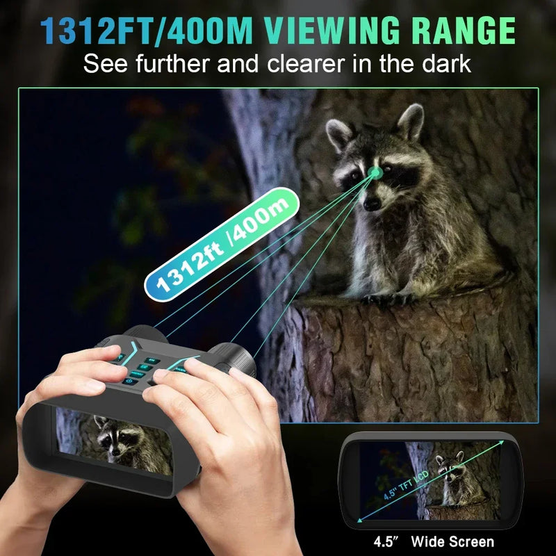 4K Night Vision Binoculars 4.5 inches HD screen Hunting Binoculars for Adults with 8X Digital Zoom Infrared Night Vision Goggles