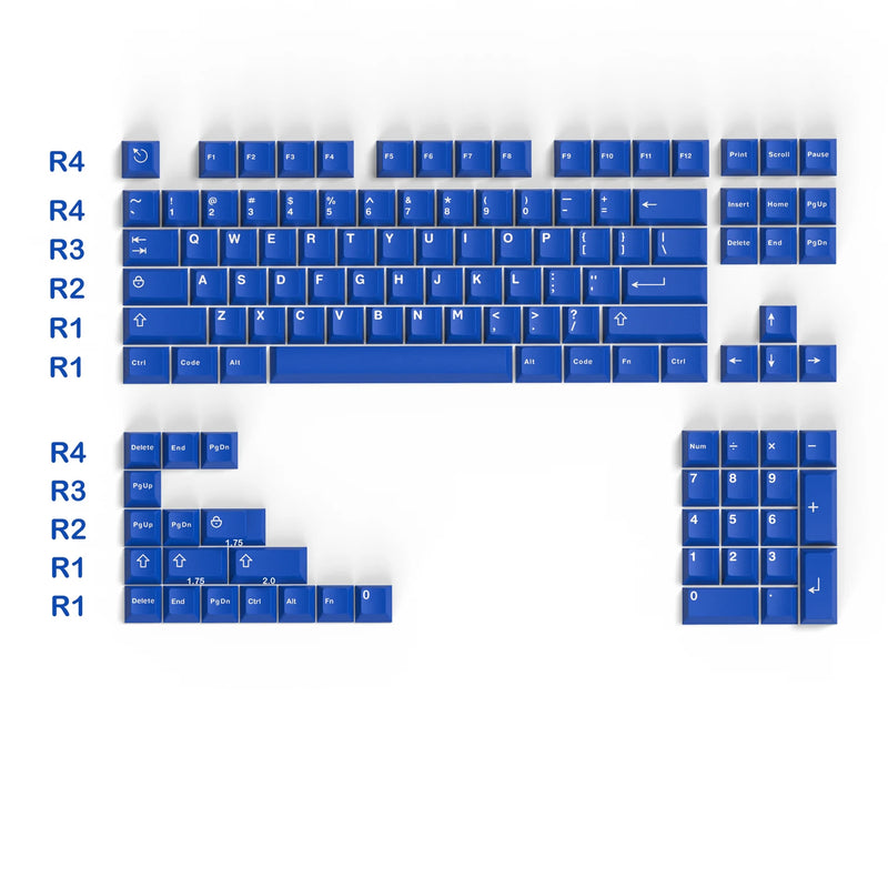 121 Keys Classic Blue Keyboard Keycaps Double Shot ABS Keycaps Cherry Profile for Gateron MX Switches Mechanical Gamer Keyboard