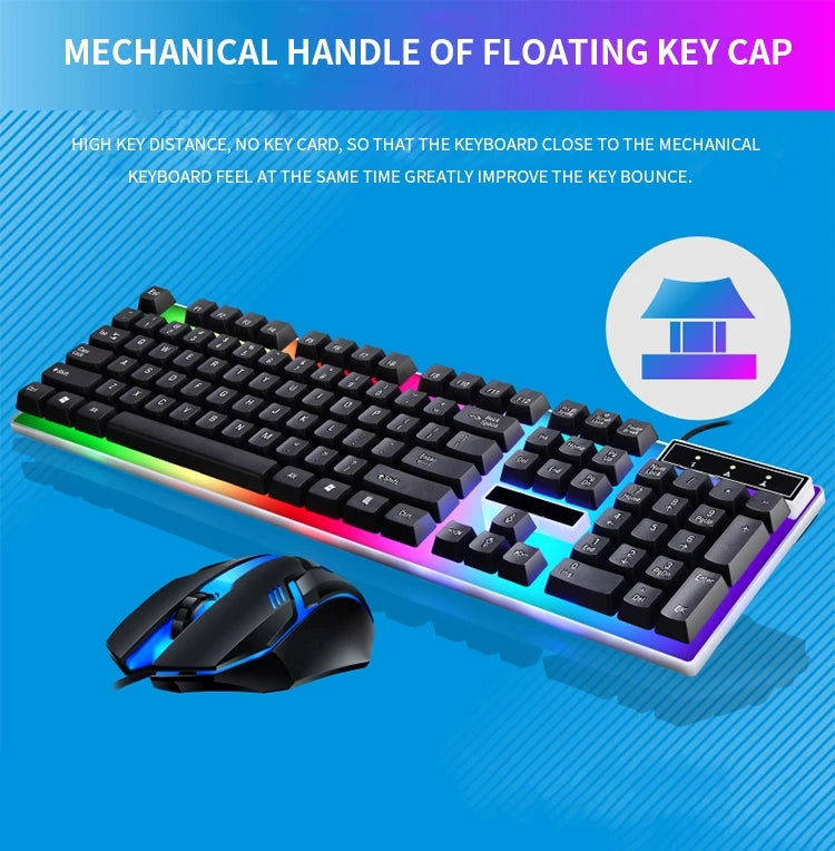 Gamer Keyboard And Mouse Combo Set RGB LED 104-Key Wired Gaming Keyboard Mouse Set for Notebook Laptop Desktop PC Tablet