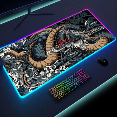 Large Game RGB Mouse Pad Chinese Dragon Gaming Accessories HD Print Computer Keyboard LED Mousepad XXL PC Gamer Laptop Desk Mat