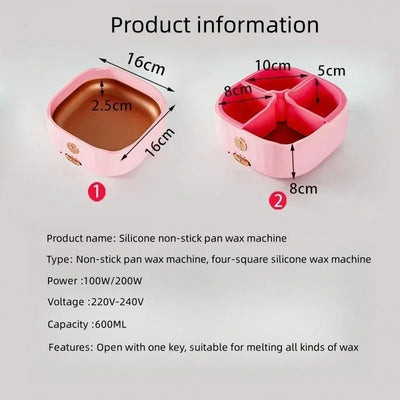 New Silicone Paraffin Heater with Four-box Grid Non-stick Coating Wax Melting Pot Multi-functional Wax Machine for Hair Removal