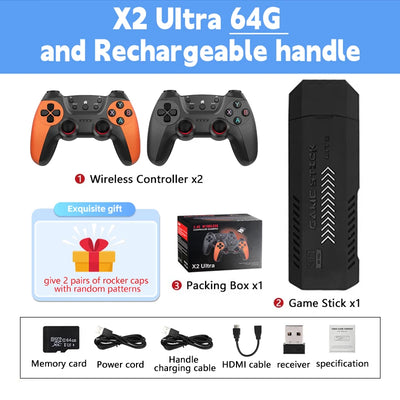 New X2 Ultra Video Game Stick Console Or ONLY 2.4G Double Wireless Controller 4K HD30000 Games 128G Retro Games Christmas Gift