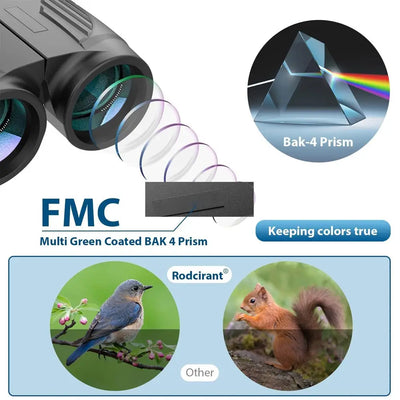 20x25 Focus Binoculars with Low Light Vision Compact Binoculars for Bird Watching and Travel