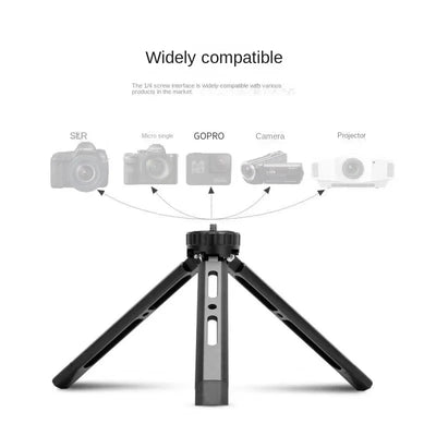 Photography Mini Metal Tripod Aluminum Alloy Desktop Stand Tripod with 1/4 inch Screw for DSLR ILDC Camera Camcorder Projector