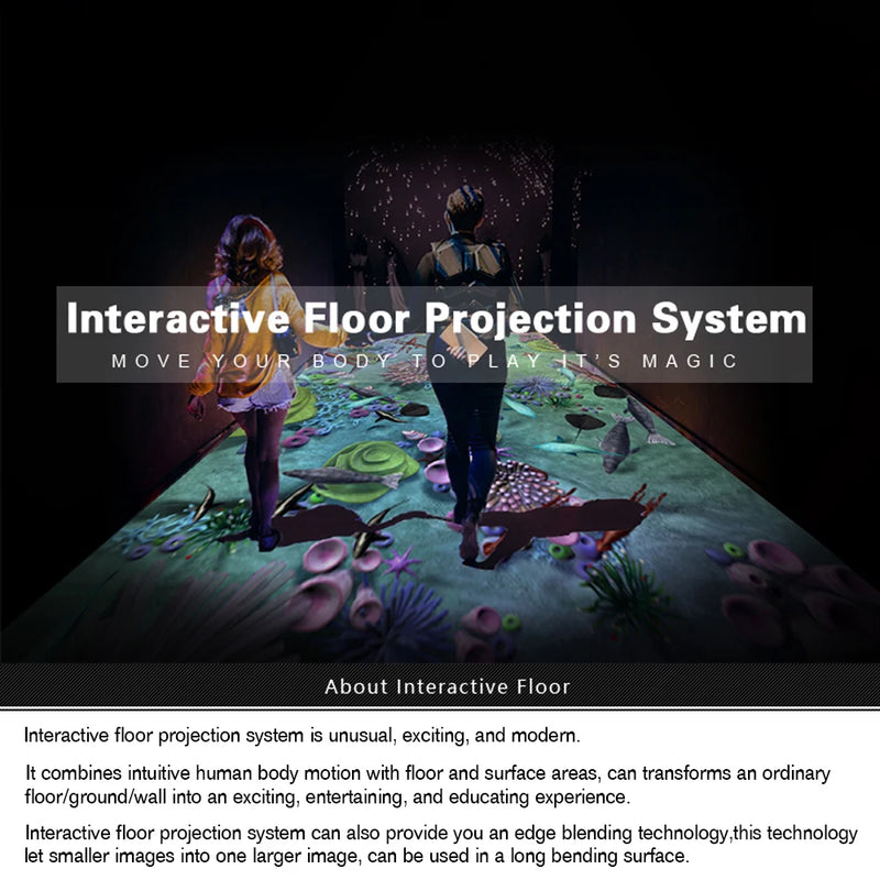 Magic Interactive Floor Projection Game System 28 Effect for Kids Amusement Center 3D Virtual Multiplayer 400Inches Touch Screen