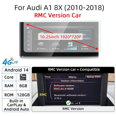 Android 14 Auto Radio CarPlay For Audi A1 Q2 2010-2023 GPS Car Multimedia Player Navi Stereo DSP WIFI SIM BT IPS Touch Screen