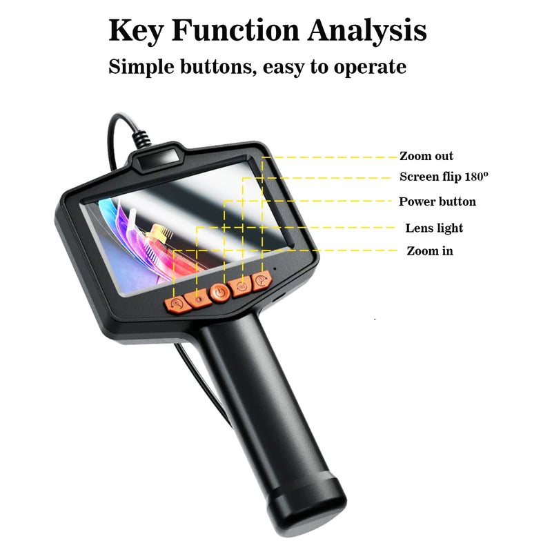 Industrial Endoscope HD Camera 4.3 Screen 200W Single Dual Lens With LED Light Car Inspection Borescope  Waterproof Sewer Camera