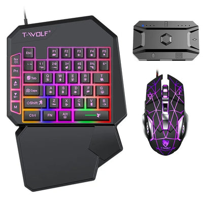 Kit Mobilador Gamer Kit Gaming Keyboard Mouse Mobile Games Converter 3 In 1 Combo One Hand Keyboard for PUBG Mobile Games TF900