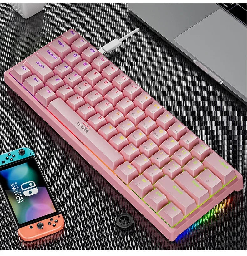 K620 Mini Gaming Mechanical Keyboard 61 Keys RGB Hotswap Type-C Wired Gaming Keyboard PBT Keycaps 60% Ergonomics Keyboards