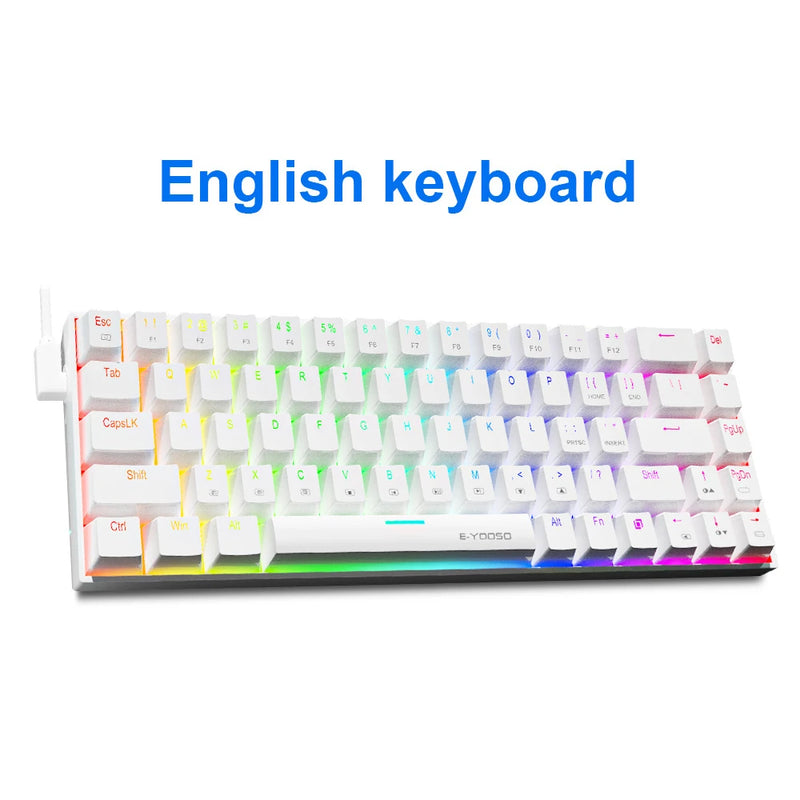 E-YOOSO Z686 RGB USB 60% Mini slim Mechanical Gaming Wired Keyboard Red Switch 68 Keys Russian Brazilian Portuguese for Compute