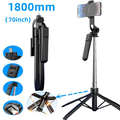 FANGTUOSI 1800mm Tripod for Smartphone Camera,Tripods Stand with Bluetooth shutter Wireless Selfie Stick Steady brackets holder