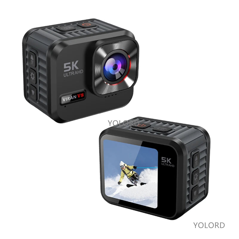 5K 30fps/4K 60fps WiFi Mini Action Camera Anti-shake Dual Screen Wide Angle Waterproof 48MP Sports Cam Video Recorder