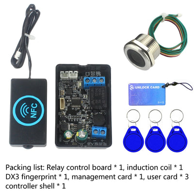 Mobile phone NFC fingerprint relay control module DC10V-120V IC card induction access controller Switch locomotive car unlock