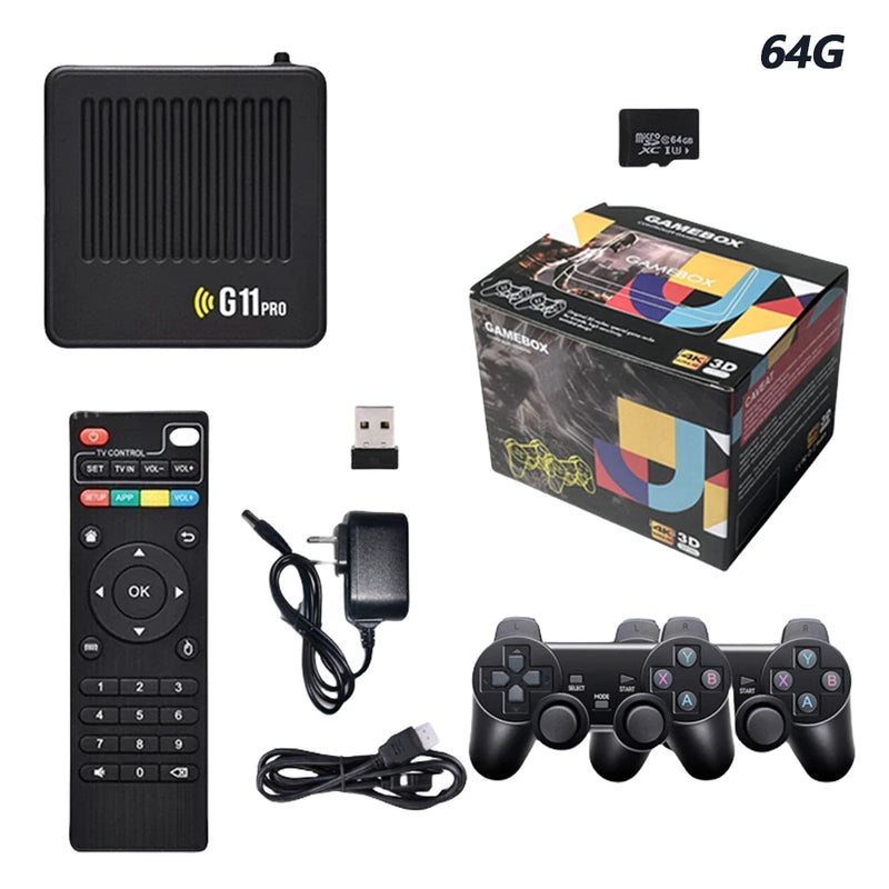 G11 Pro Retro Game Box Ultra Low Latency HD Video Game Console 4K HDMI-Compatible Output with 2.4G Wireless Dual Controllers