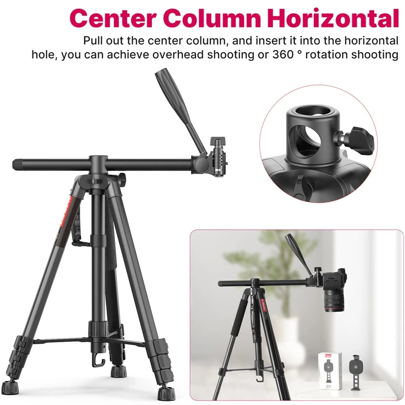 Ulanzi VT-01 1.8m Aluminum Alloy Tripod For Camera and Phone Five Section Center Column Monopod For Sony Canon Photography Stand