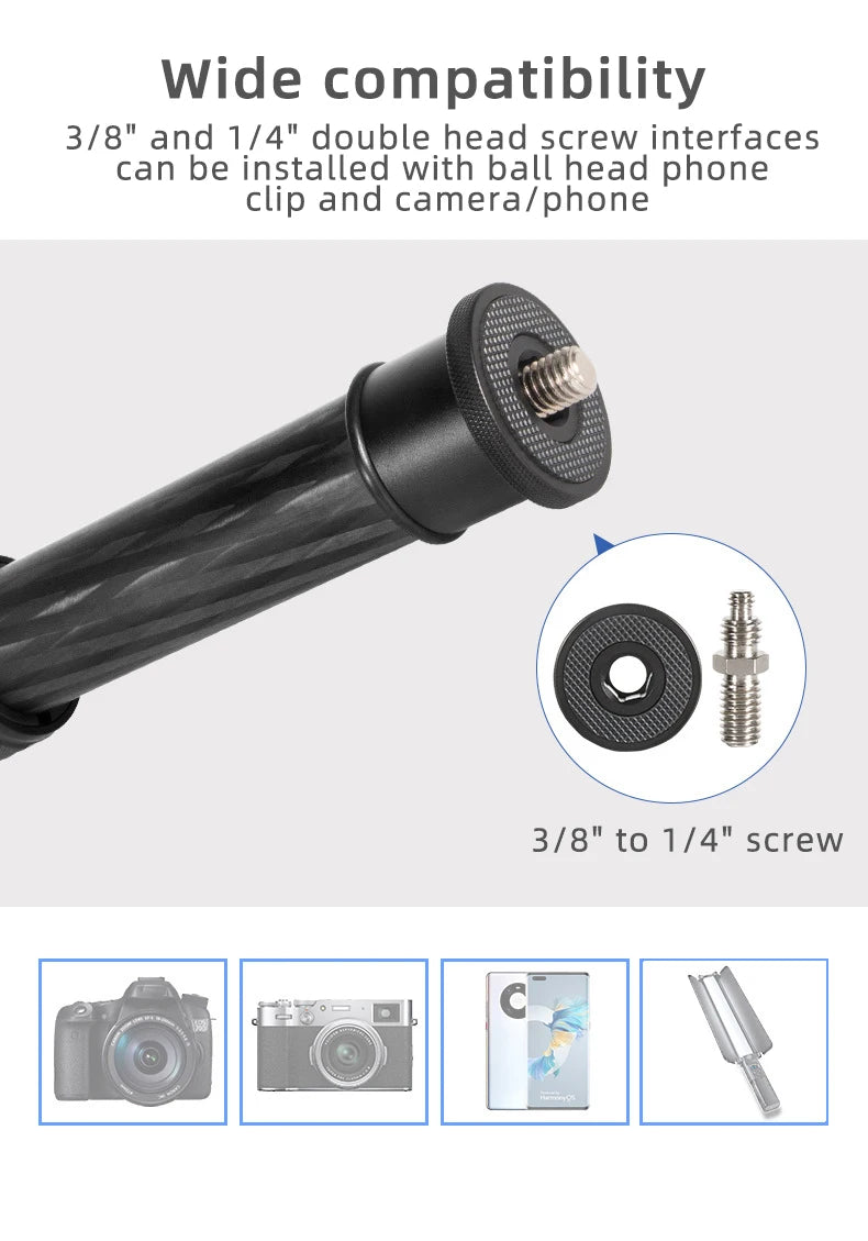 Carbon Fiber Universal Tripod Extension Rod Horizontal Stand for Live Streaming Studio Product Photography