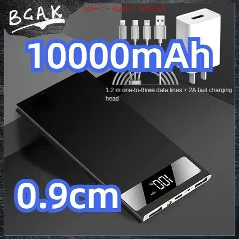 Universal Large capacity power bank rated 10000mAh Android ultra-thin mobile phone universal mobile power bank BCAK