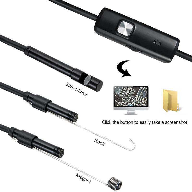 5.5 / 7.0 mm IP67 Waterproof Endoscope Camera 6 LEDs Adjustable USB Android Flexible Inspection Borescope Cameras for Phone PC