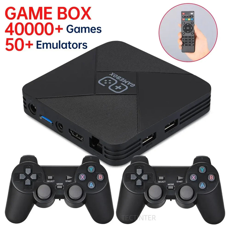 Dual-System 4K HD TV Game Player Game Stick Retro Video Game Console Built in 40000+ Games 128G TV Box 2.4G Wireless Controller