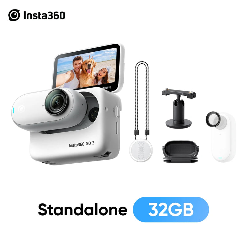 Insta360 NEW GO 3 Tiny Action Camera – Standalone Version for 32/64/128GB, Mount Anywhere, 2.7K POV.