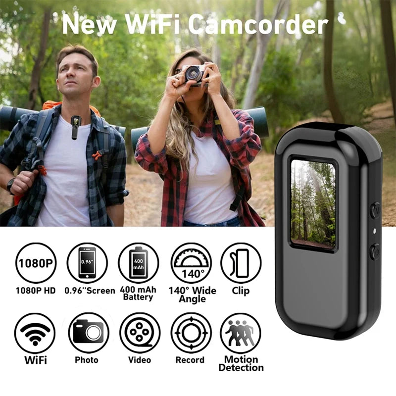 1080P Wifi Pocket Camera Portable Body Cam Sport DV Action Camera With Screen Video Recording Pocket Camera Back Clip