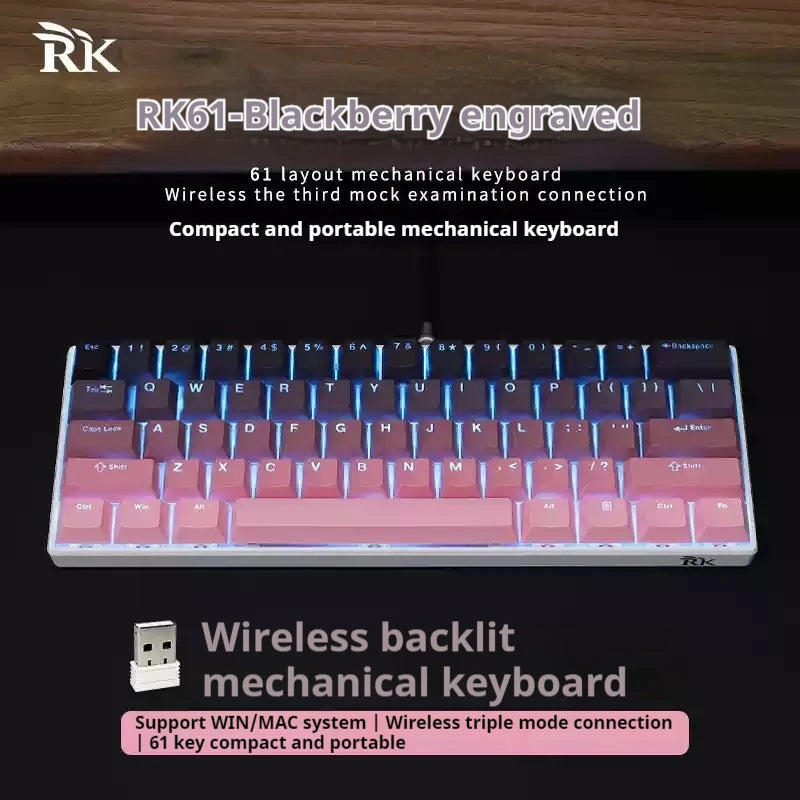 Rk Royal Kludge Rk61 2.4g Wireless Mechanical Keyboard Bluetooth Triodo 61 Rgb Backlit Mini Player Keyboard Hot Swappable