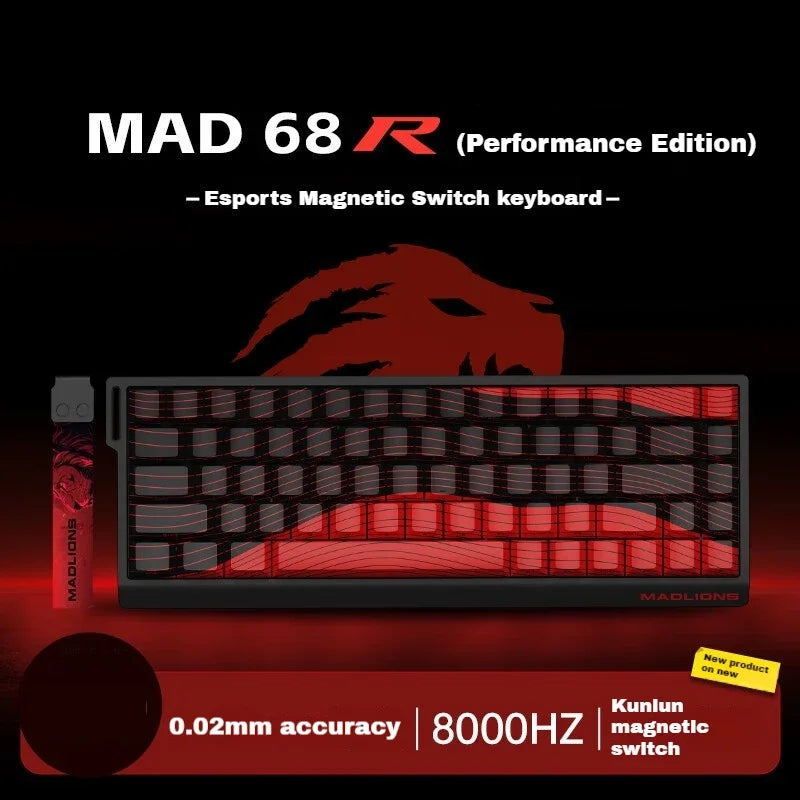 MADLIONS Mad60 Mad68 HE Mechanical Keyboard Wired 8k Polling Rate Magnetic Switch Customized Gaming Keyboard Pc Gamer Accessory