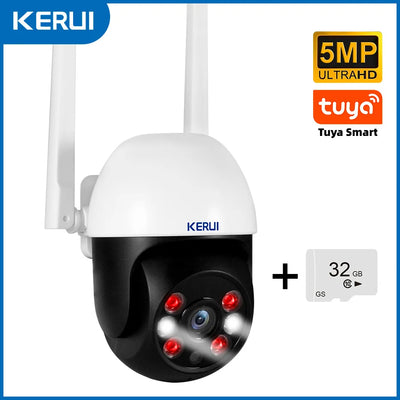 KERUI 5MP 8MP 4K PTZ WiFi IP Wireless Camera Tuya Smart Outdoor Home Security Dual Lens 10MP 5K Camera CCTV Video Surveillance