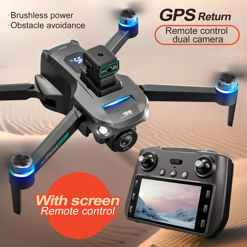 Professional S159 GPS Drone With Screen Control 5G 8K HD ESC Dual Camera Brushless Optical Flow UAV FPV Quadcopter RC Toys