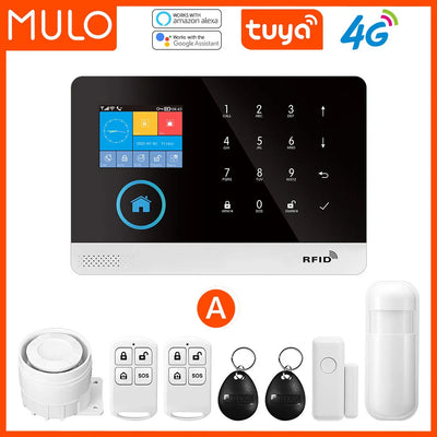 MULO Alarm System for Home Burglar Security WiFi GSM PG103 4G Alarma Wireless Tuya Smart House App 433MHz With Screens PIR Motio