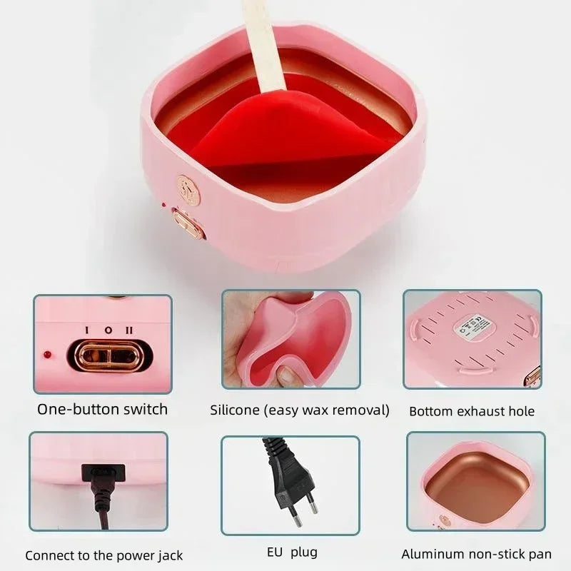 New Silicone Paraffin Heater with Four-box Grid Non-stick Coating Wax Melting Pot Multi-functional Wax Machine for Hair Removal