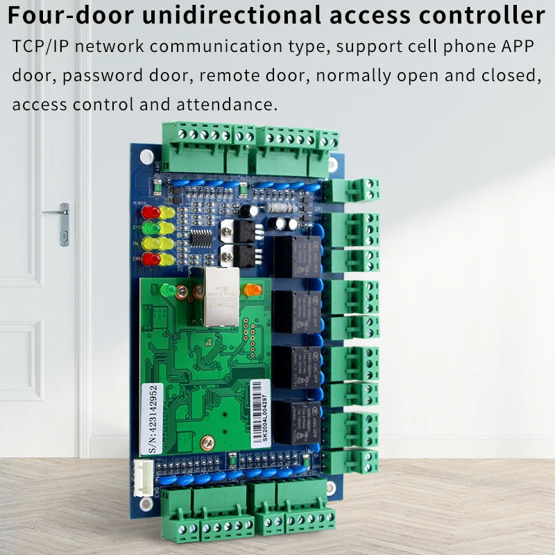 Four-door Unidirectional RFID Access Controller TCP/IP Network Wiegand Access Control System Security Protection Control Panel