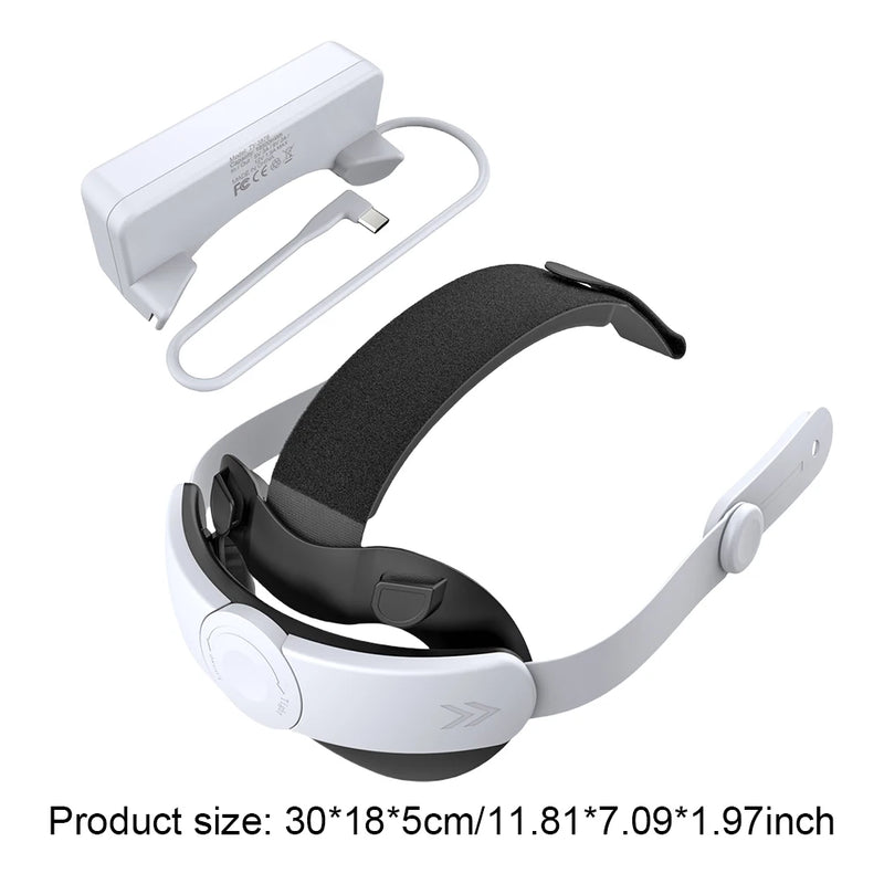 Adjustable Head Strap with 18500mWh Battery Pack Balanced Weight Distribution VR Head Band for Meta Quest 3S/Quest 3 VR Headset