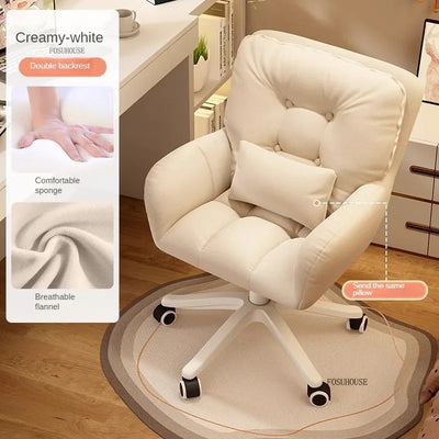 Nordic Simple Office Chairs for Household Bedroom Gaming Chairs Computer Chair Cream Style Comfortable Leisure Office Furniture