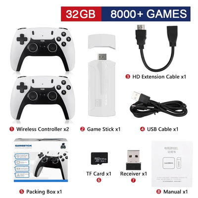 M8 PLUS Video Game Console 2.4G Double Wireless Controller Game Stick 4K 20000 Games 64GB Retro Games Boy Christmas Gift